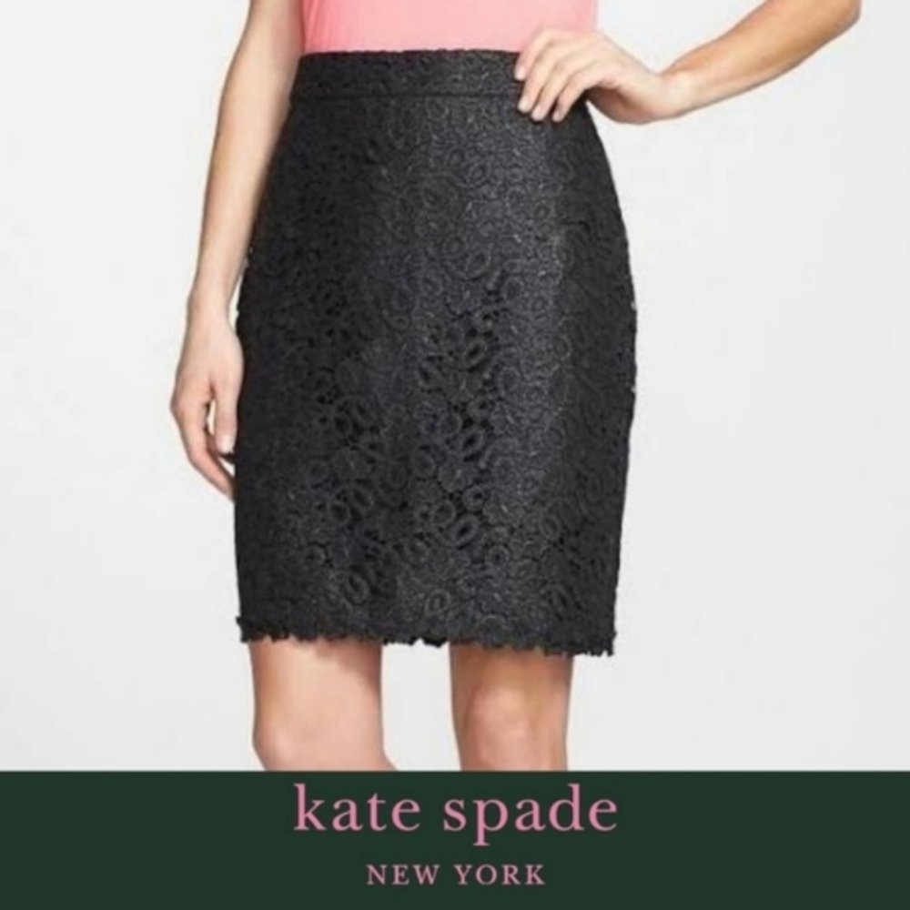 Kate Spade "Judy" Black Lace Pencil Skirt